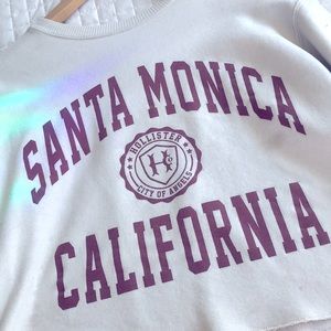 Hollister Santa Monica California white crop top sweater